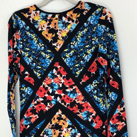 Topshop Long Sleeve Floral Print Bodycon Dress - Picture 8 of 8